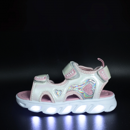 Sandale fete cu luminite LED Happy Bee 931100, alb, 25-30 [1]
