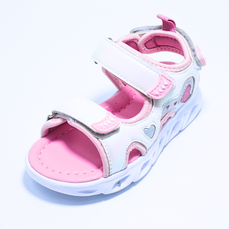 Sandale fete cu luminite LED Happy Bee 931100, alb, 25-30 [6]
