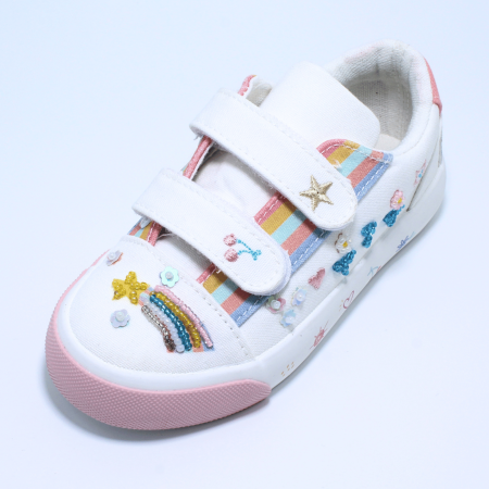 Tenisi textili Astonic Sport 0050470, alb, design floricele, marimi 25-30 [4]