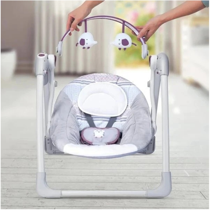 Balansoar electric pentru bebelusi, cu muzica si sunete naturale, 0-12 luni, pana la 9 kg, gri - KidMania.ro [2]