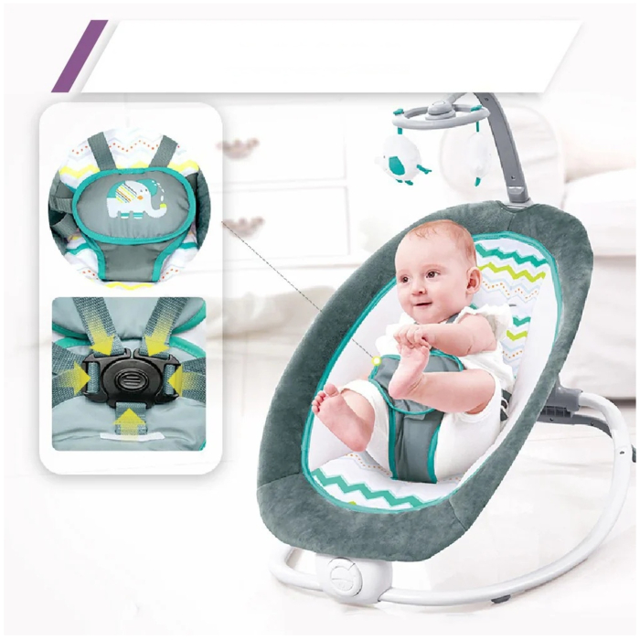 Balansoar pliabil pentru bebelusi, cu centura de siguranta si muzica, 0-12 luni, pana la 9 kg, albastru - KidMania.ro [3]