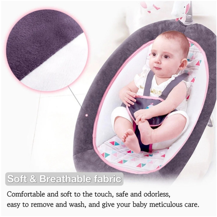 Balansoar pliabil pentru bebelusi, cu centura de siguranta si muzica, 0-12 luni, pana la 9 kg, roz - KidMania.ro [3]