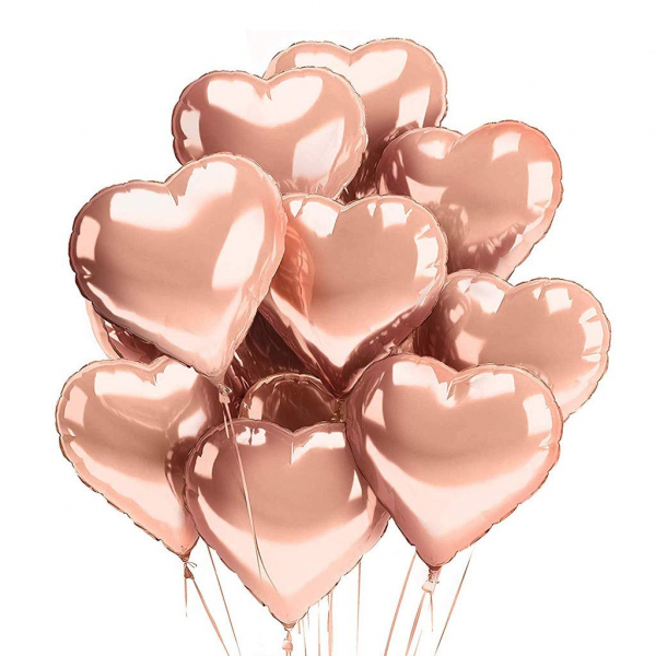Buchet 5 baloane folie in forma de inima, Magic Heart Gold Roze, 18 inch [1]