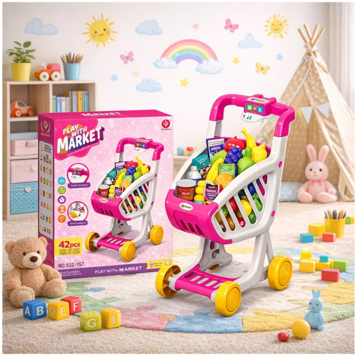 Carucior de cumparaturi pentru copii, cu sunete si lumini, 42 piese, 3+, multicolor - KidMania.ro [3]