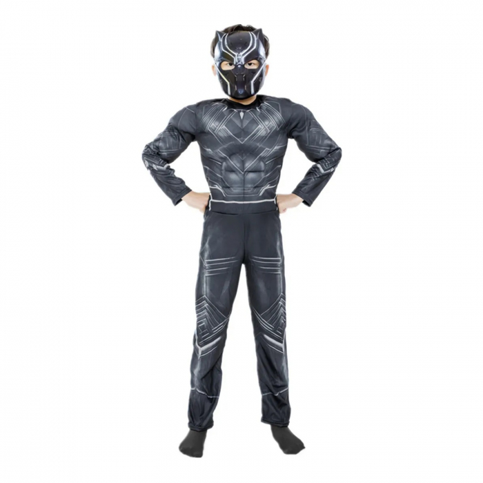 Costum Black Panther KidMania® cu muschi si masca pentru copii - KidMania.ro [2]