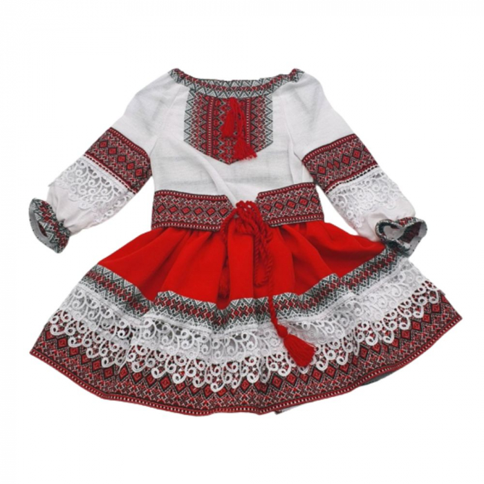 Costum Popular Muntenia pentru fete, rosu [2]