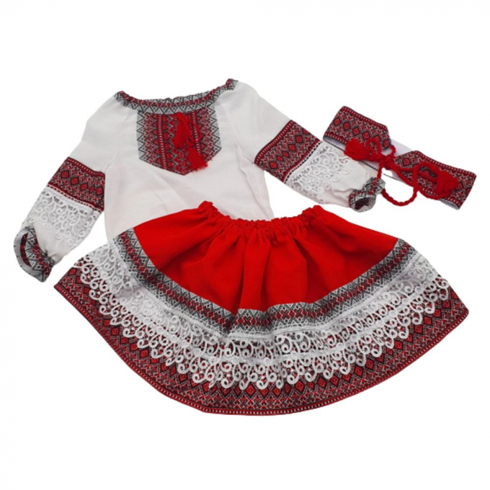 Costum Popular Muntenia pentru fete, rosu [3]