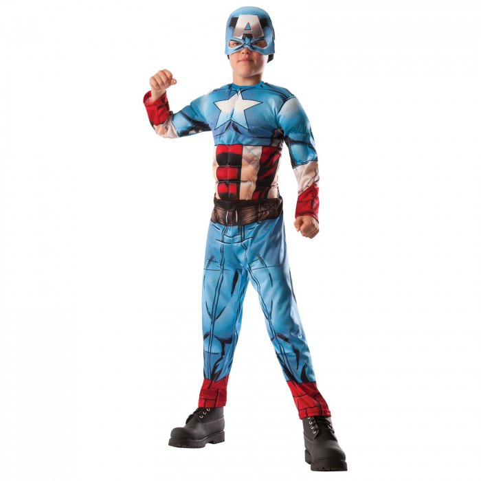 Costum reversibil Hulk si Captain America cu muschi pentru baieti [4]