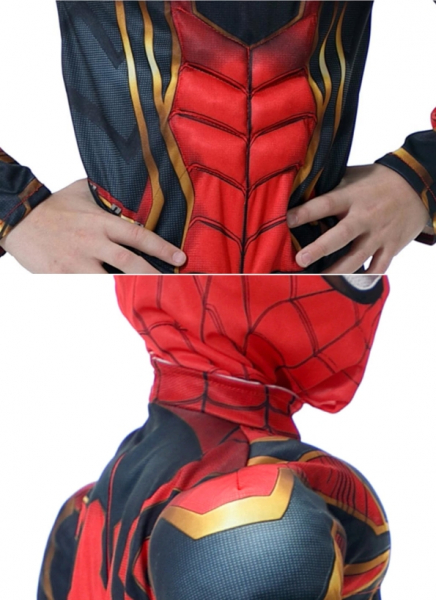 Set costum Iron Spiderman cu muschi si manusi cu lansator pentru baieti [6]