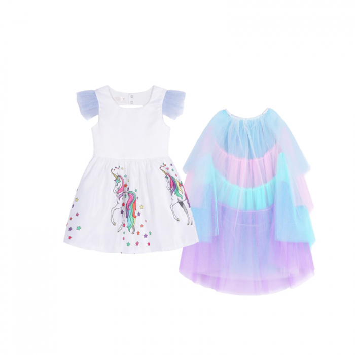 Costum Unicorn KidMania® cu trena detasabila pentru fete - KidMania.ro [3]