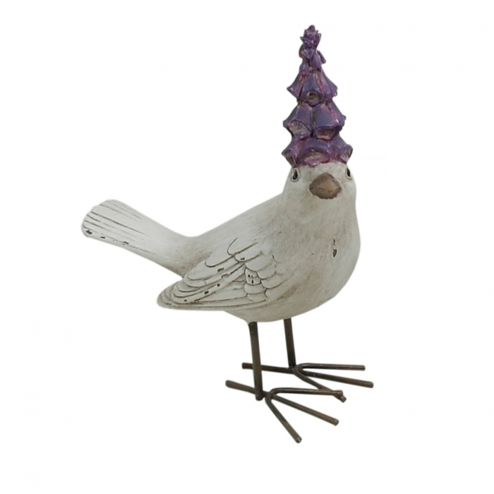 Decoratiune Pasare cu Floare, 10 cm, alb - KidMania.ro [1]