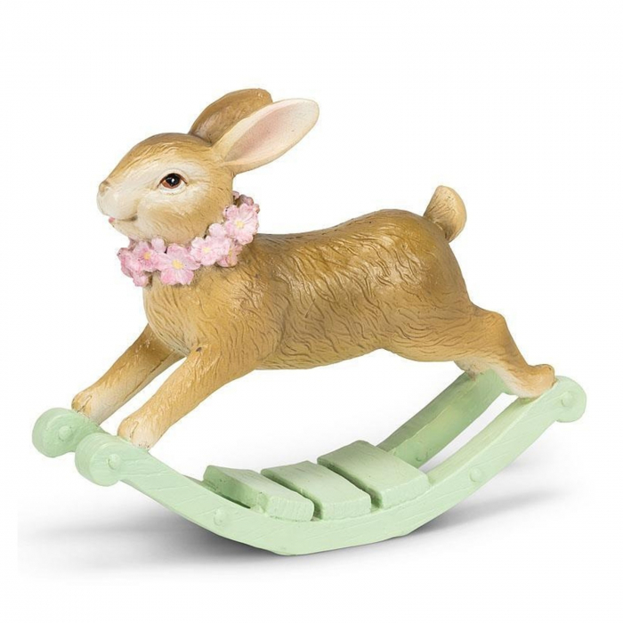 Decoratiune Paste model Iepuras pe balansoar, 16 cm, auriu - KidMania.ro [2]