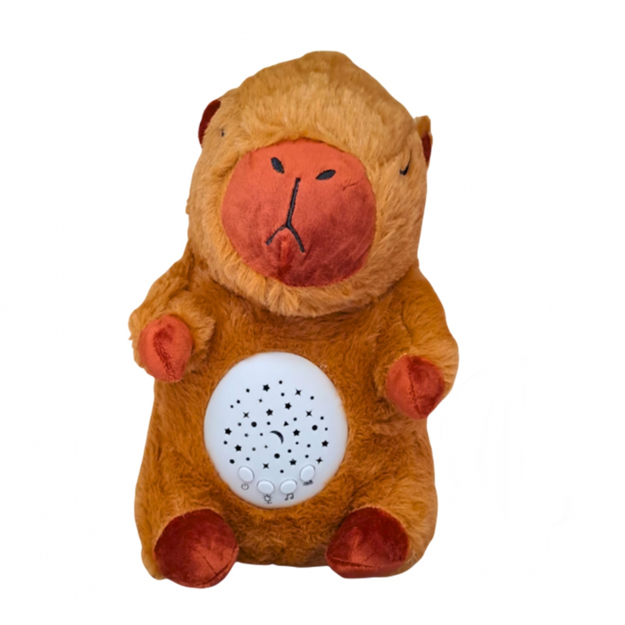 Jucarie de plus Capibara KidMania® cu functie lumina de veghe si melodii pentru copii, 25 cm, maro - KidMania.ro [1]