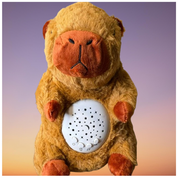 Jucarie de plus Capibara KidMania® cu functie lumina de veghe si melodii pentru copii, 25 cm, maro - KidMania.ro [3]