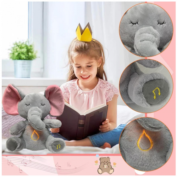 Jucarie de plus elefantul Dumbo KidMania® cu functie de respiratie, melodii si lumina pentru copii, 30 cm - KidMania.ro [3]