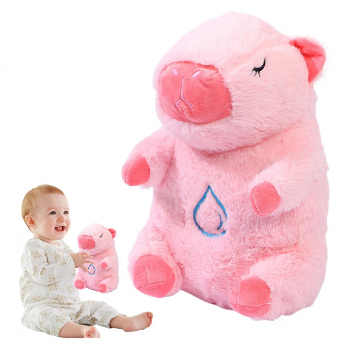 Jucarie de plus Capibara KidMania® cu functie de respiratie, melodii si lumina pentru copii, 25 cm, roz - KidMania.ro [3]