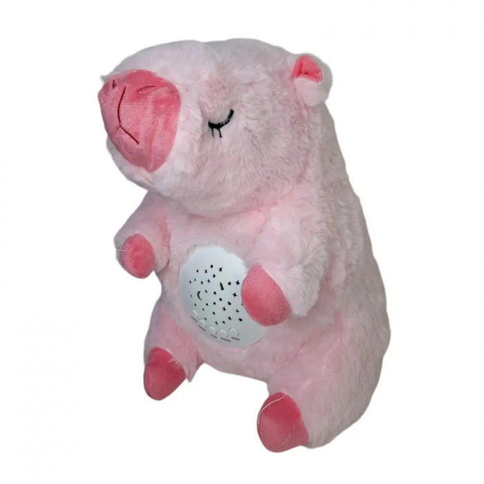 Jucarie de plus Capibara KidMania® cu functie lumina de veghe si melodii pentru copii, 25 cm, roz - KidMania.ro [1]