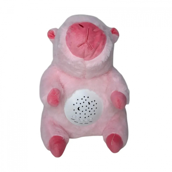 Jucarie de plus Capibara KidMania® cu functie lumina de veghe si melodii pentru copii, 25 cm, roz - KidMania.ro [2]