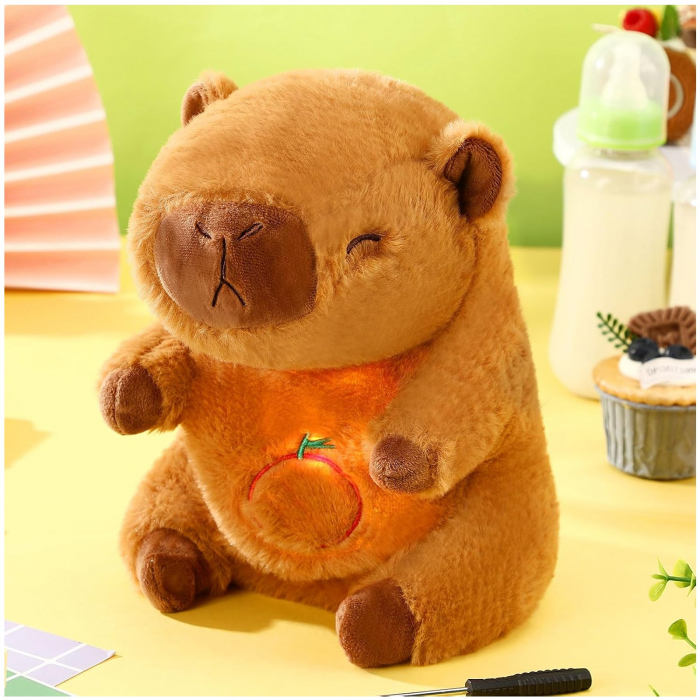 Jucarie de plus Capibara KidMania® cu functie de respiratie, melodii si lumina pentru copii, 25 cm, maro - KidMania.ro [4]