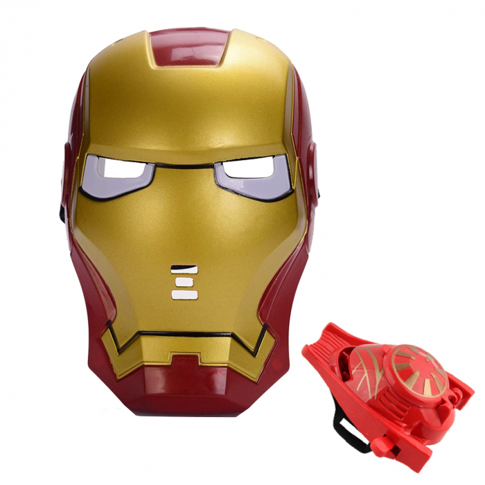 Set masca Iron Man si lansator cu 4 discuri, pentru baiat [1]
