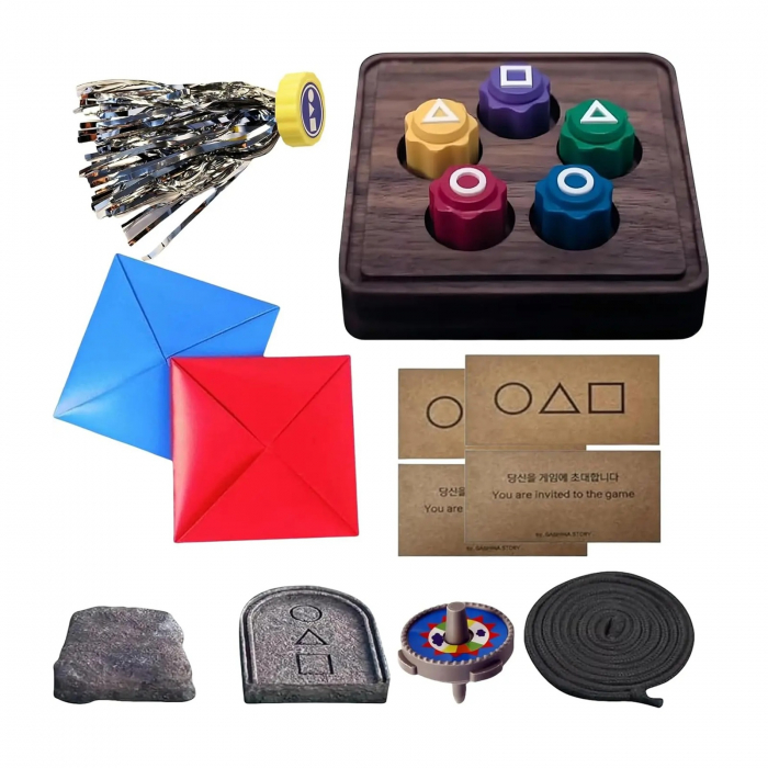 Set 5 jocuri traditionale coreene KidMania® din Squid Game pentru copii: Gong-gi, Ddakji, Jebi Chagi, Biseokchigi, Paeng-y - KidMania.ro [2]