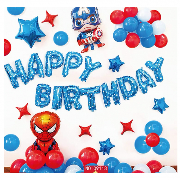 Set aranjament baloane Happy Birthday Spiderman si Captain America [2]