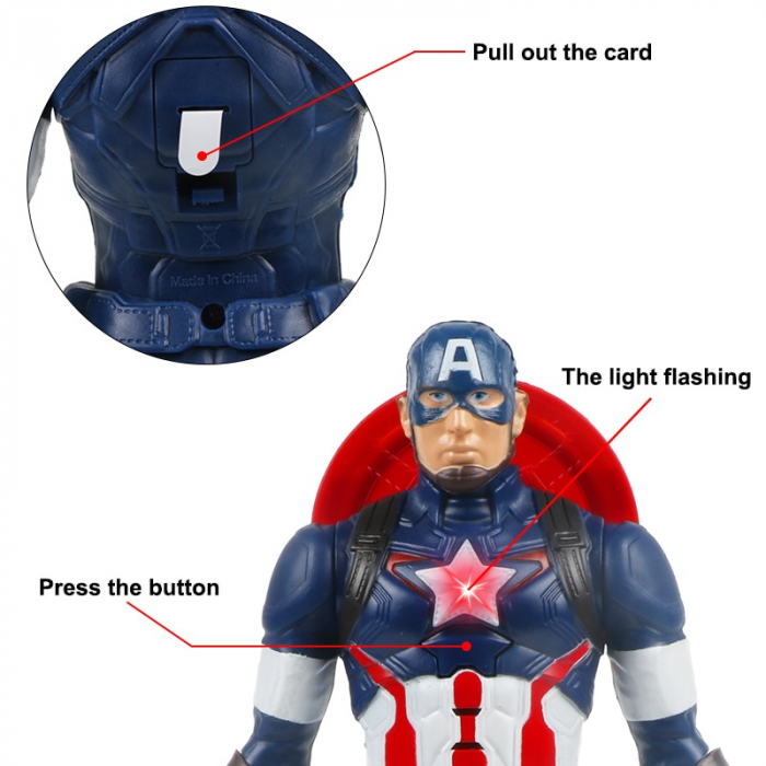 Set costum Captain America clasic cu muschi si figurina cu sunete pentru baieti [4]
