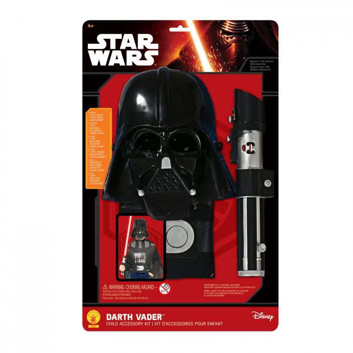 Set costum Darth Vader, Star Wars, 3+ ani, negru, sabie laser inclusa [2]
