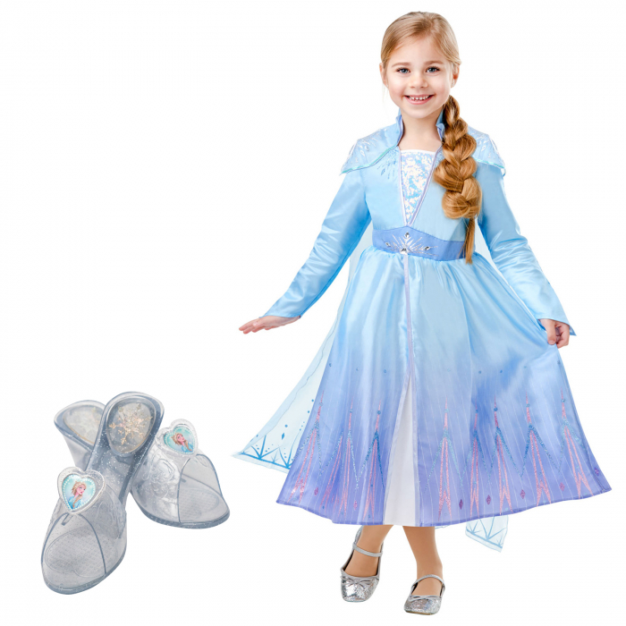 Set Costum Printesa Elsa clasic si papuci din plastic pentru fete - Frozen 2 [1]