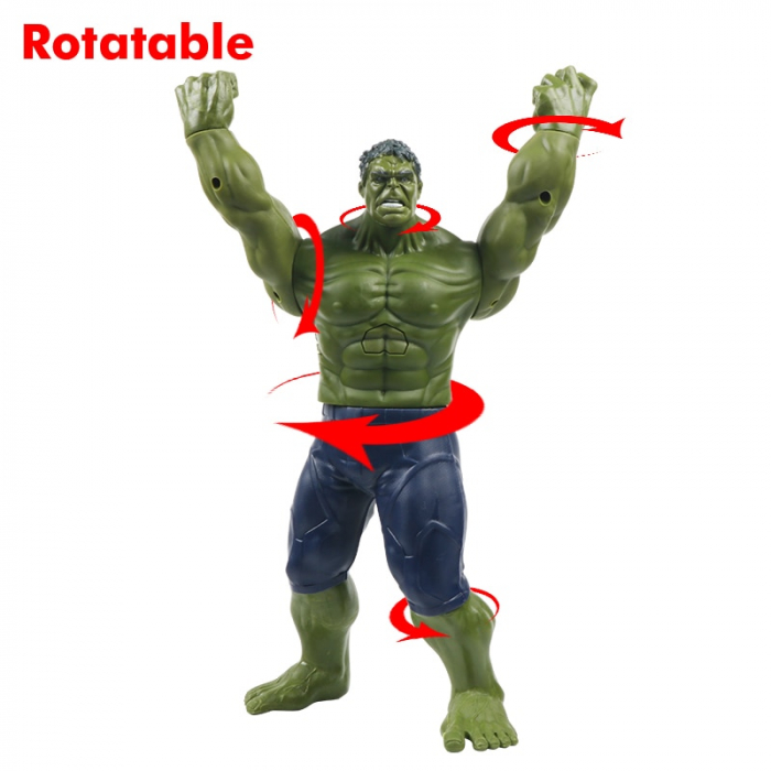 Set costum Hulk clasic cu muschi si figurina cu sunete 30 cm, pentru baieti [3]