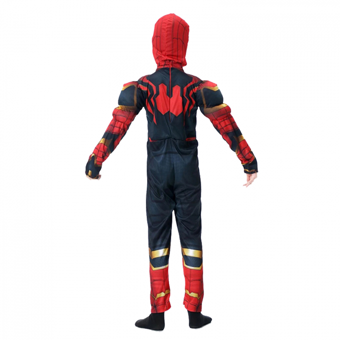 Set costum Iron Spiderman cu muschi si masca LED pentru baieti [5]
