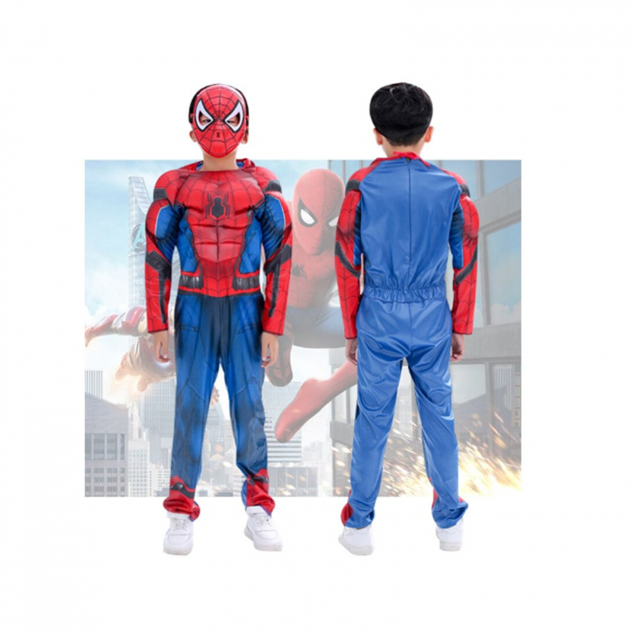 Set costum Spiderman KidMania® cu muschi, cagula si doua manusi lansator cu ventuze pentru copii - KidMania.ro [7]