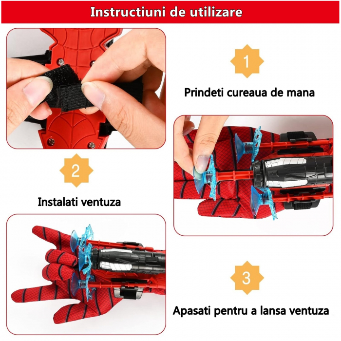Set doua manusi lansator Spiderman cu ventuze KidMania® pentru copii - KidMania.ro [4]