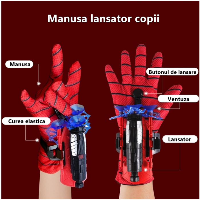 Set doua manusi lansator Spiderman cu ventuze KidMania® pentru copii - KidMania.ro [3]