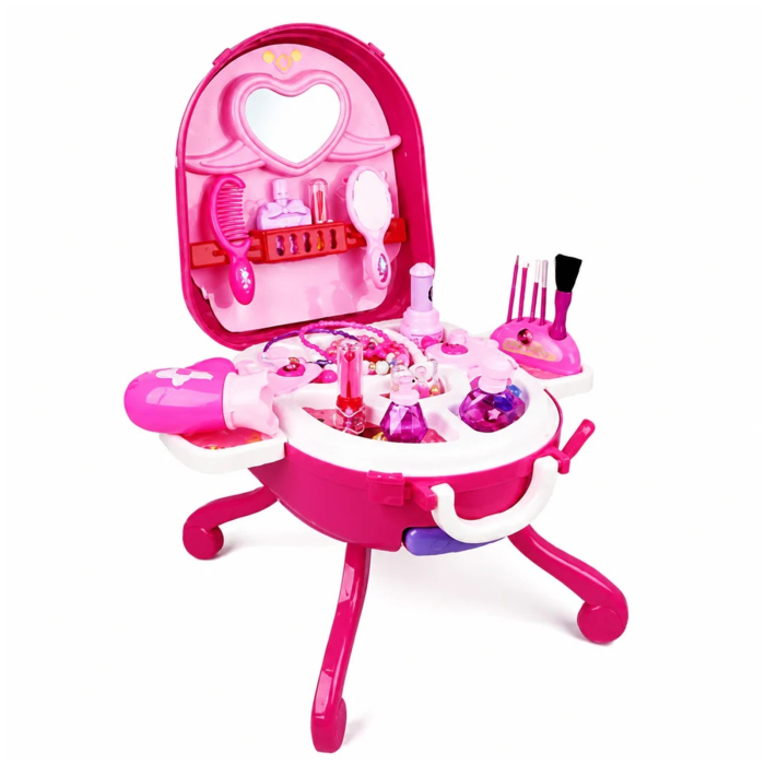 Set Machiaj de jucarie pentru fete, valiza 2 in 1 transformabila, 36 piese, 3+, roz - KidMania.ro [2]