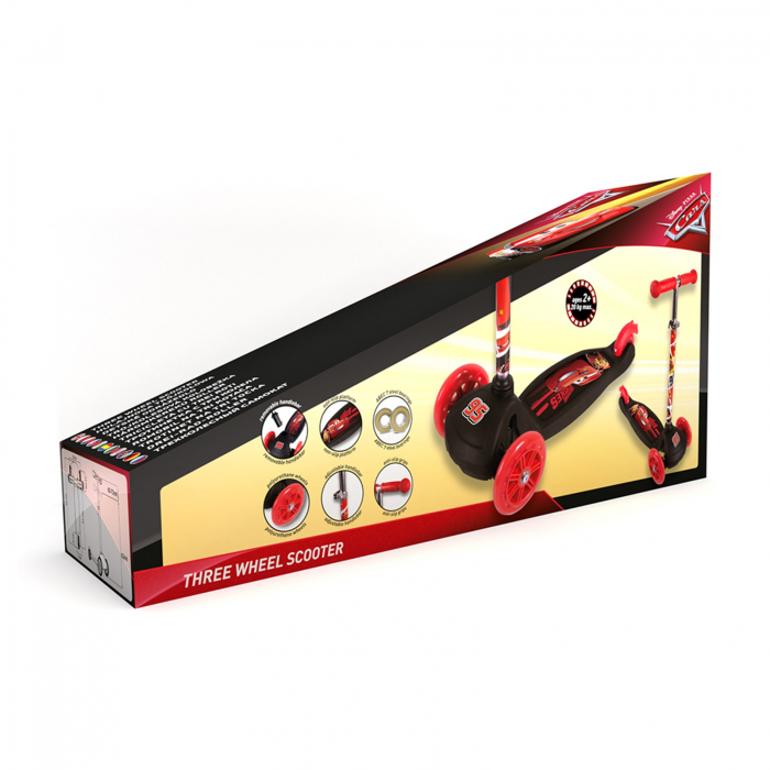 Trotineta cu 3 roti Cars, Disney, 2+, rosu, pentru copii - KidMania.ro [5]