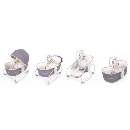 Balansoar 5 in 1 electric pentru bebelusi, transformabil, cu muzica, 0-3 ani, pana la 15 kg, roz - KidMania.ro [2]