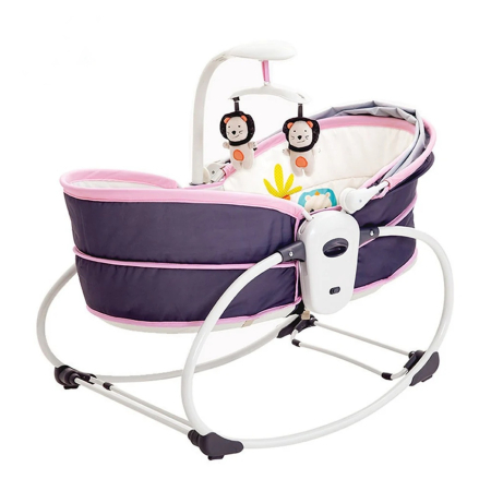 Balansoare, leagane si hamace bebelusi - Balansoar 5 in 1 electric pentru bebelusi, transformabil, cu muzica, 0-3 ani, pana la 15 kg, roz - KidMania.ro