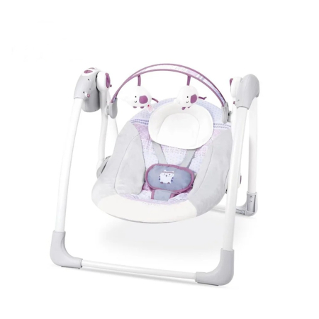 Balansoare, leagane si hamace bebelusi - Balansoar electric pentru bebelusi, cu muzica si sunete naturale, 0-12 luni, pana la 9 kg, gri - KidMania.ro