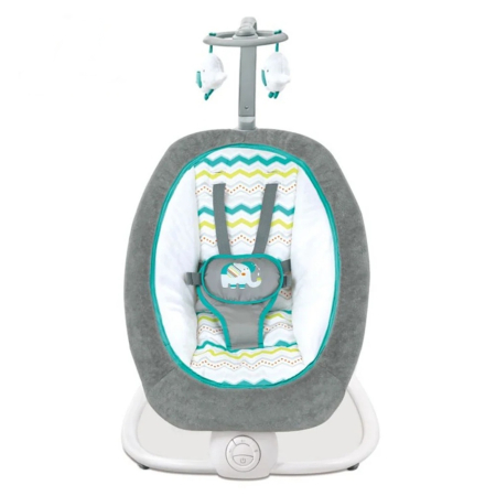 Balansoare, leagane si hamace bebelusi - Balansoar pliabil pentru bebelusi, cu centura de siguranta si muzica, 0-12 luni, pana la 9 kg, albastru - KidMania.ro
