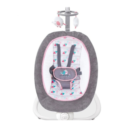 Balansoare, leagane si hamace bebelusi - Balansoar pliabil pentru bebelusi, cu centura de siguranta si muzica, 0-12 luni, pana la 9 kg, roz - KidMania.ro