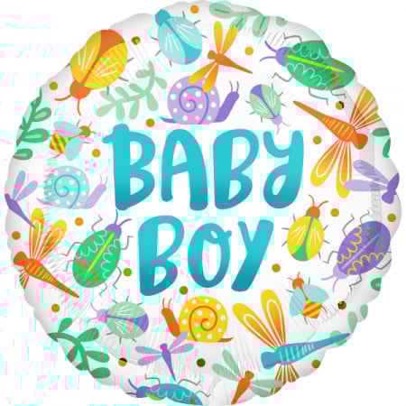 Baloane Baby Shower - Balon folie Baby Boy, flori, 45 cm