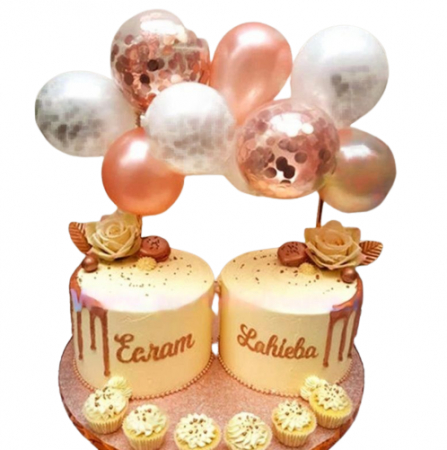 Baloane buchet - Buchet 8 baloane pentru tort din latex cu confetti