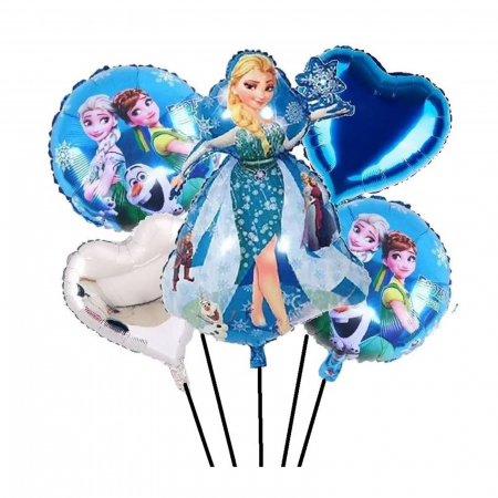 Baloane folie - Buchet 5 baloane folie Elsa KidMania® Frozen, 60x45 cm - KidMania.ro