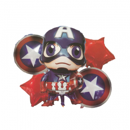 Baloane buchet - Buchet 5 baloane folie Captain America, 65 x 45 cm