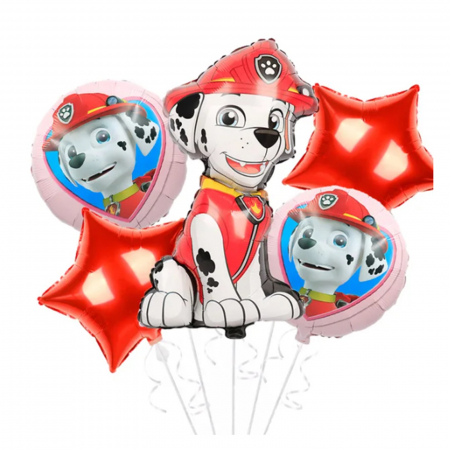 Baloane folie - Buchet 5 baloane folie Marshall KidMania® Patrula Catelusilor, 65x45 cm - KidMania.ro