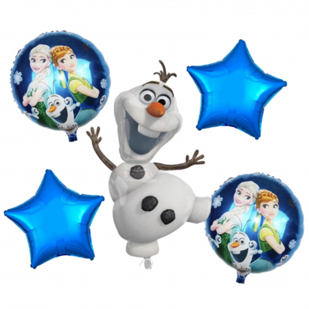 Buchet 5 baloane folie Olaf KidMania® Frozen, 60x45 cm - KidMania.ro