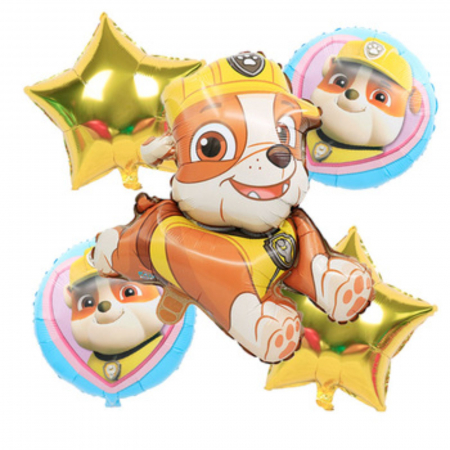Baloane - Buchet 5 baloane folie Rubble Happy Party, 60 x 40 cm - Patrula Catelusilor
