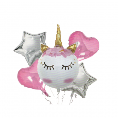 Baloane - Buchet 5 baloane folie Unicorn - Stea