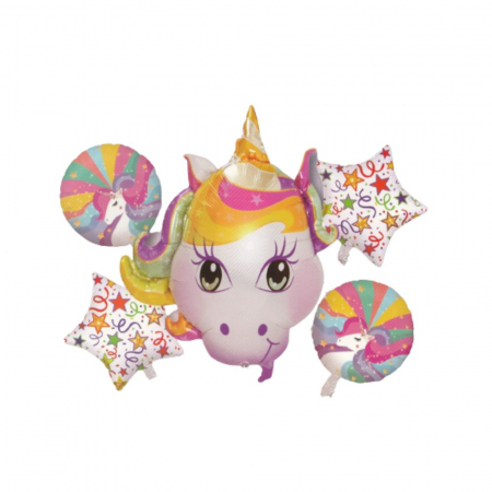Baloane buchet - Buchet 5 baloane folie Unicorn Magic, 70 X 70 cm